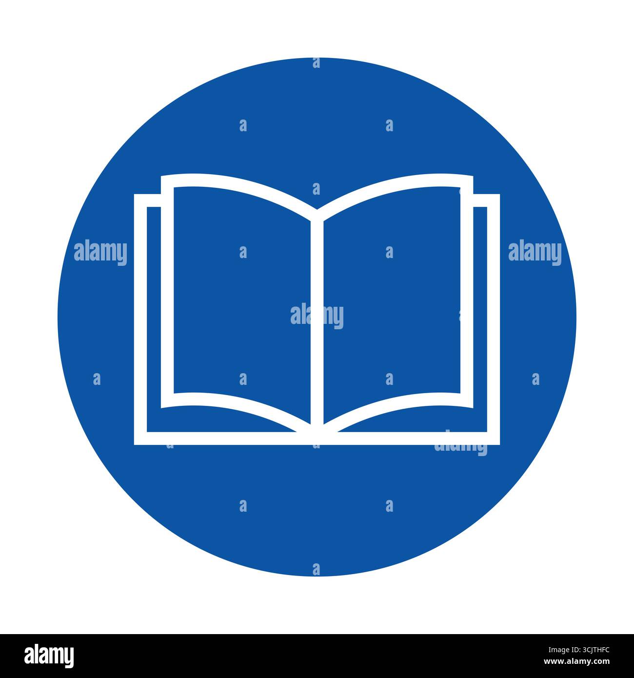 Simple open book icon set against a blue circle background, representing education and learning concepts with a clean and modern design. Perfect for d Stock Vector