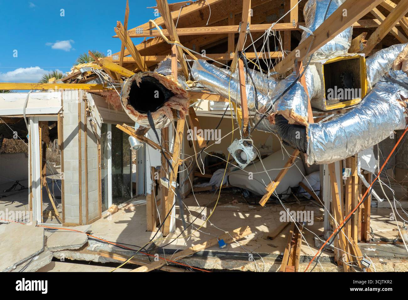 Storm surge severe damage to residential houses on ocean shore after ...