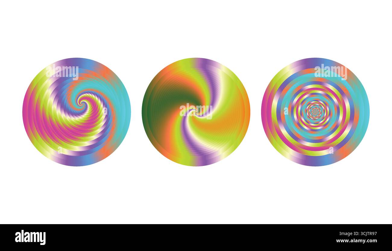 Vibrant Abstract Swirling Circles on White Background. Stock Vector
