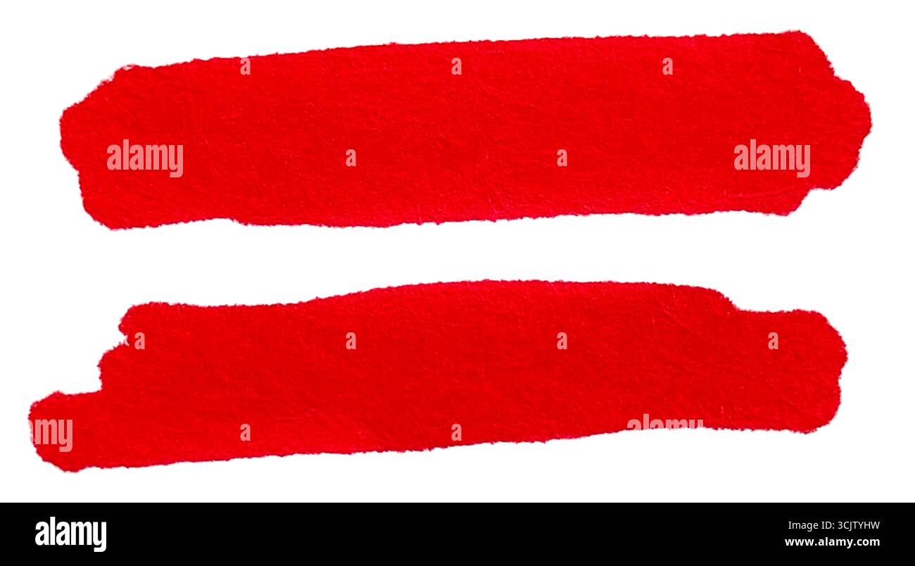 Hand-drawn red marker pen underline strokes with rough texture ...