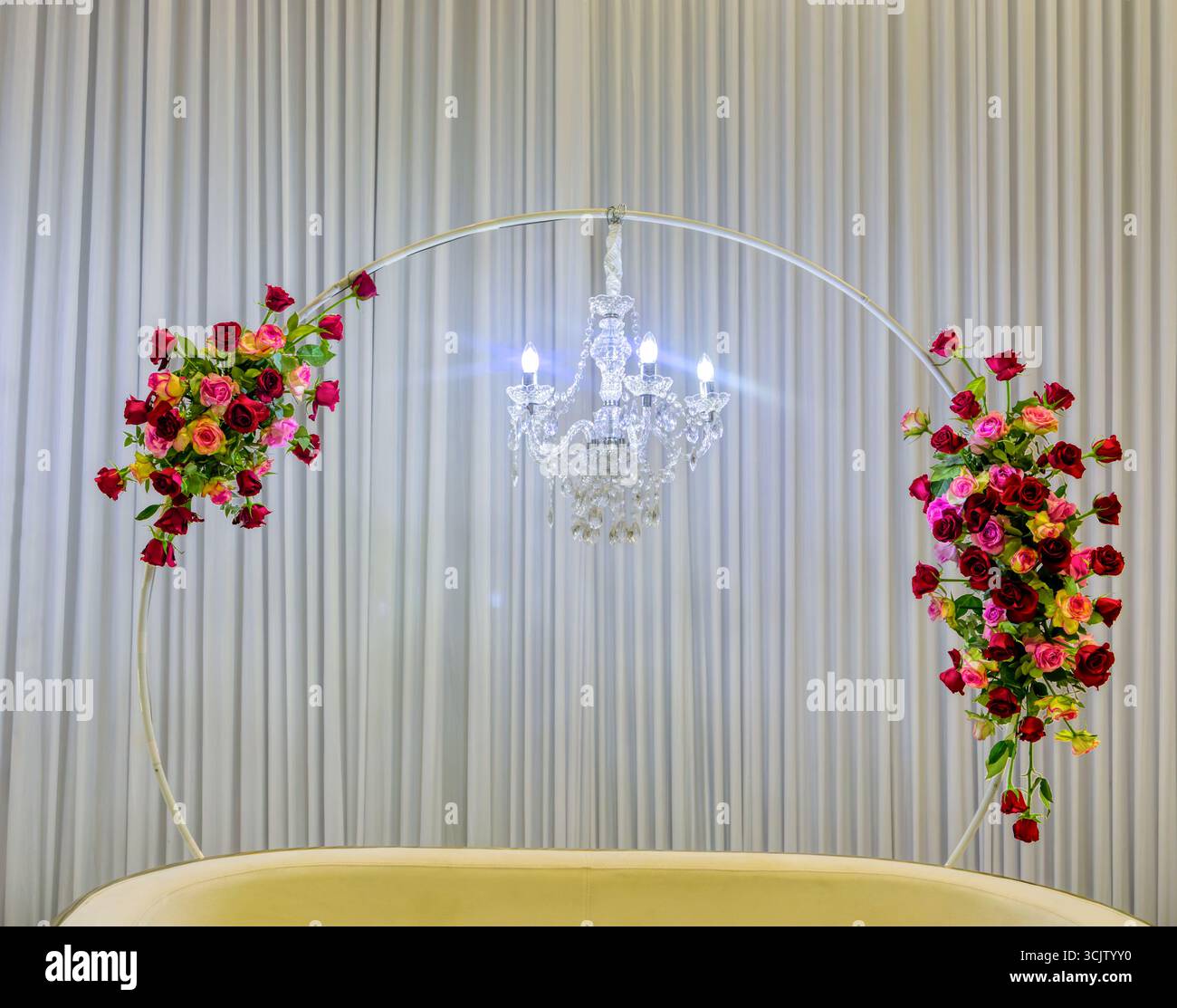 Aperturee White Wall Gold Cross Floral Wedding Room Set Backdrop