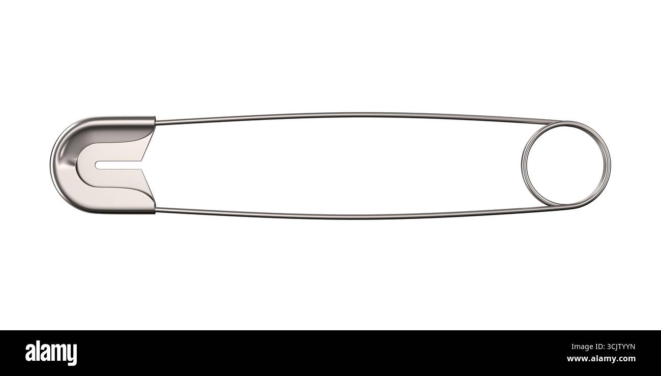 Safety pin on white background. Isolated 3d illustration Stock Photo