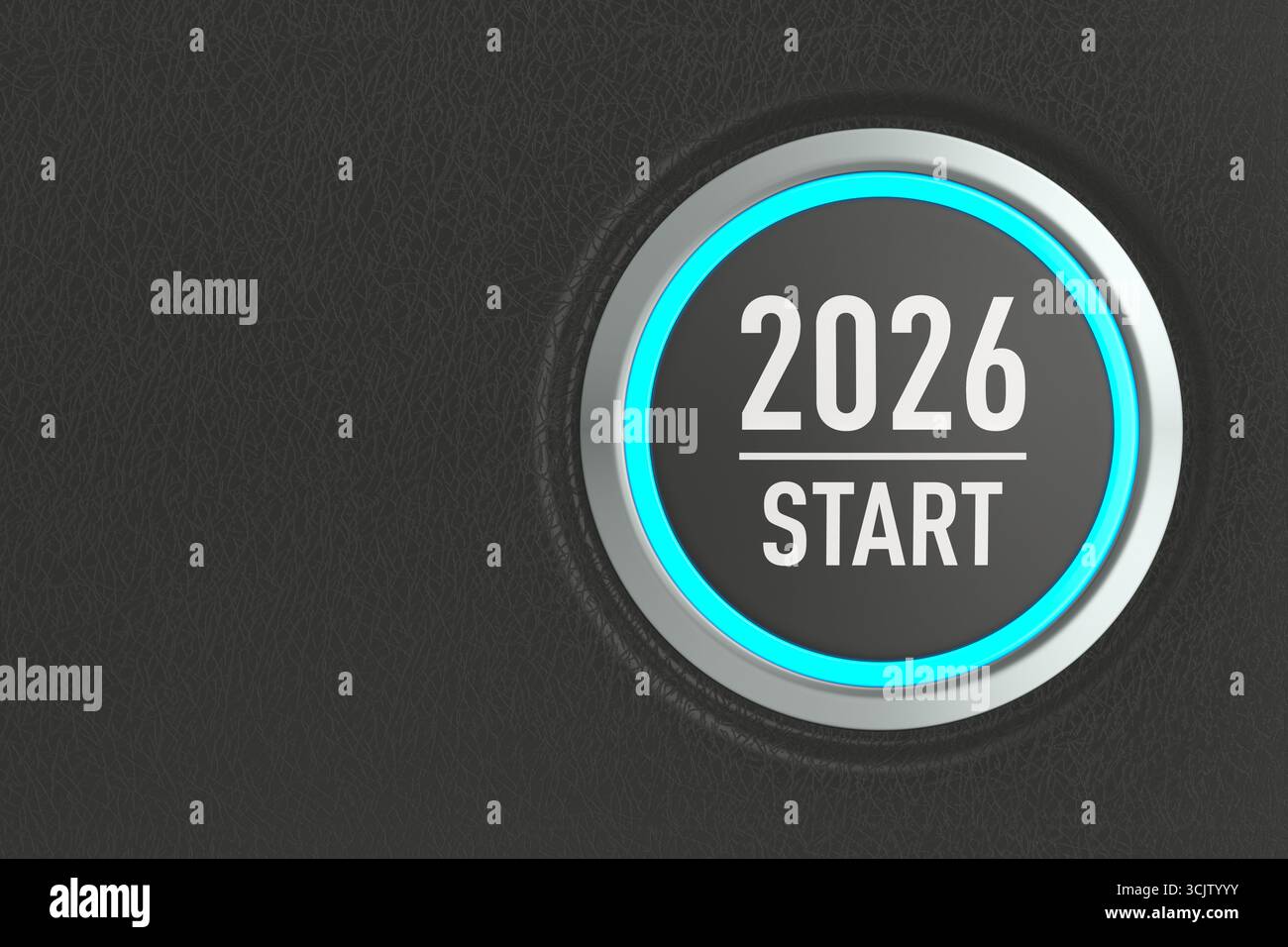 push button with tex 2026 on dark background. 3D illustration Stock Photo