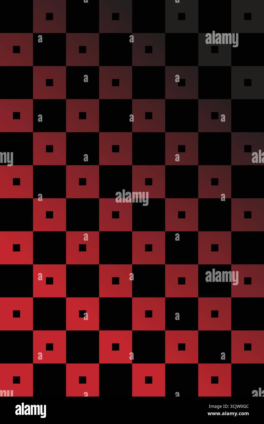 Flat Design of Abstract Black and Red Checkerboard Gradient Background. perfect for digital art, wallpaper, and modern graphics. Stock Vector