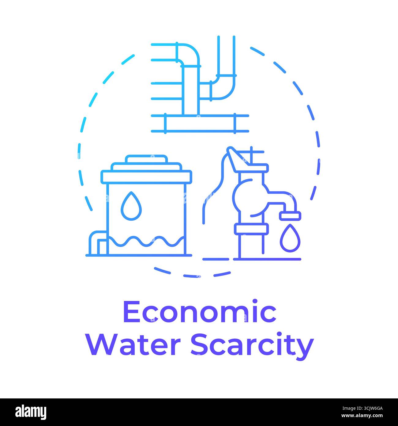 Economic water scarcity blue gradient concept icon Stock Vector