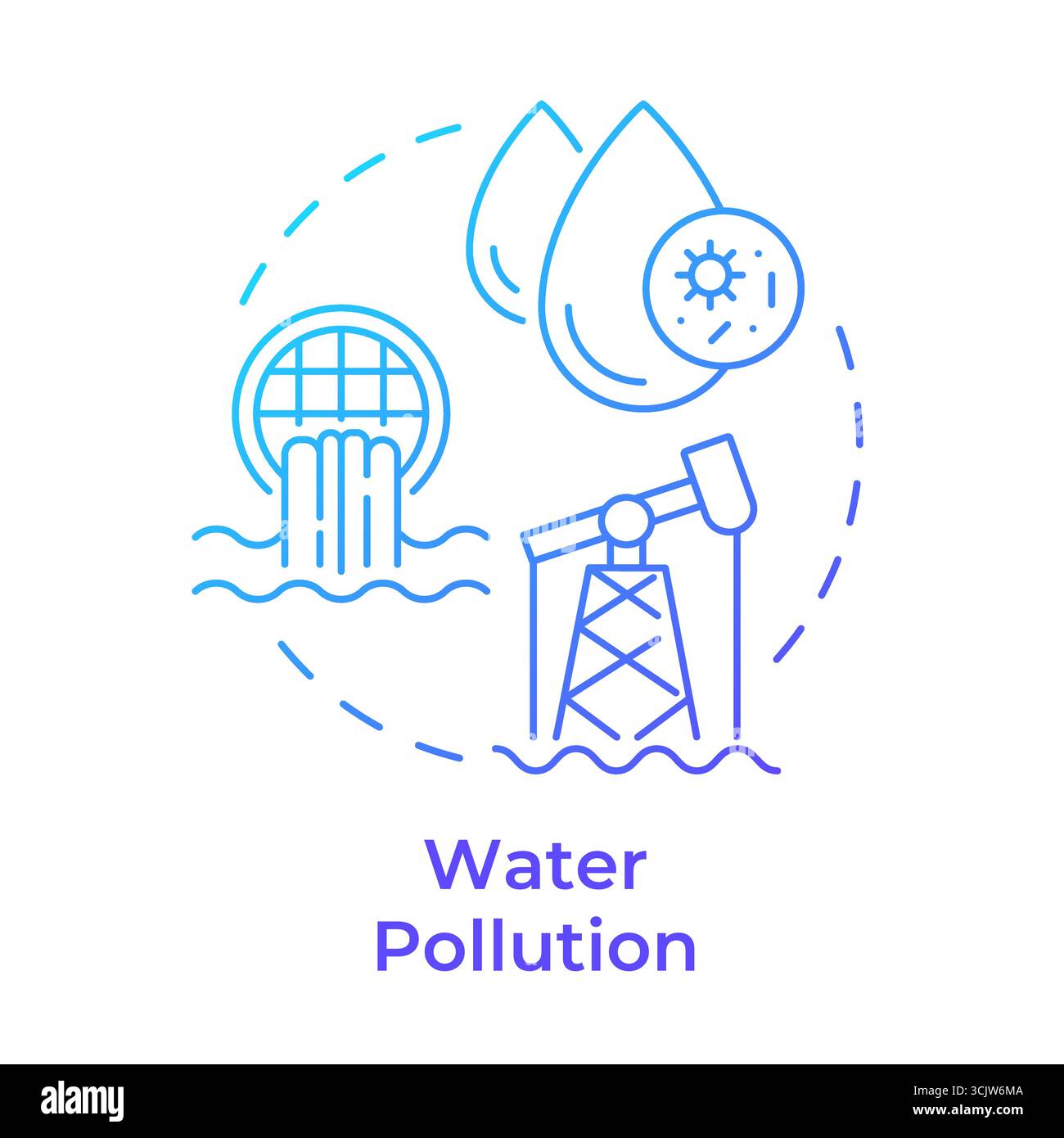 Water pollution blue gradient concept icon Stock Vector