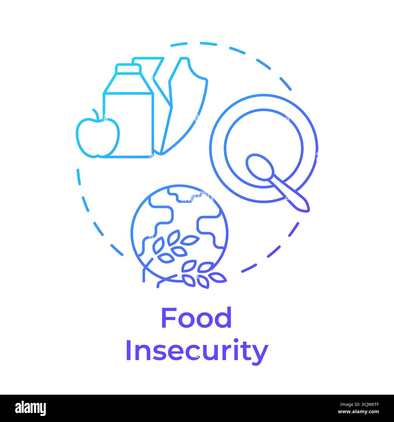 Food insecurity blue gradient concept icon Stock Vector