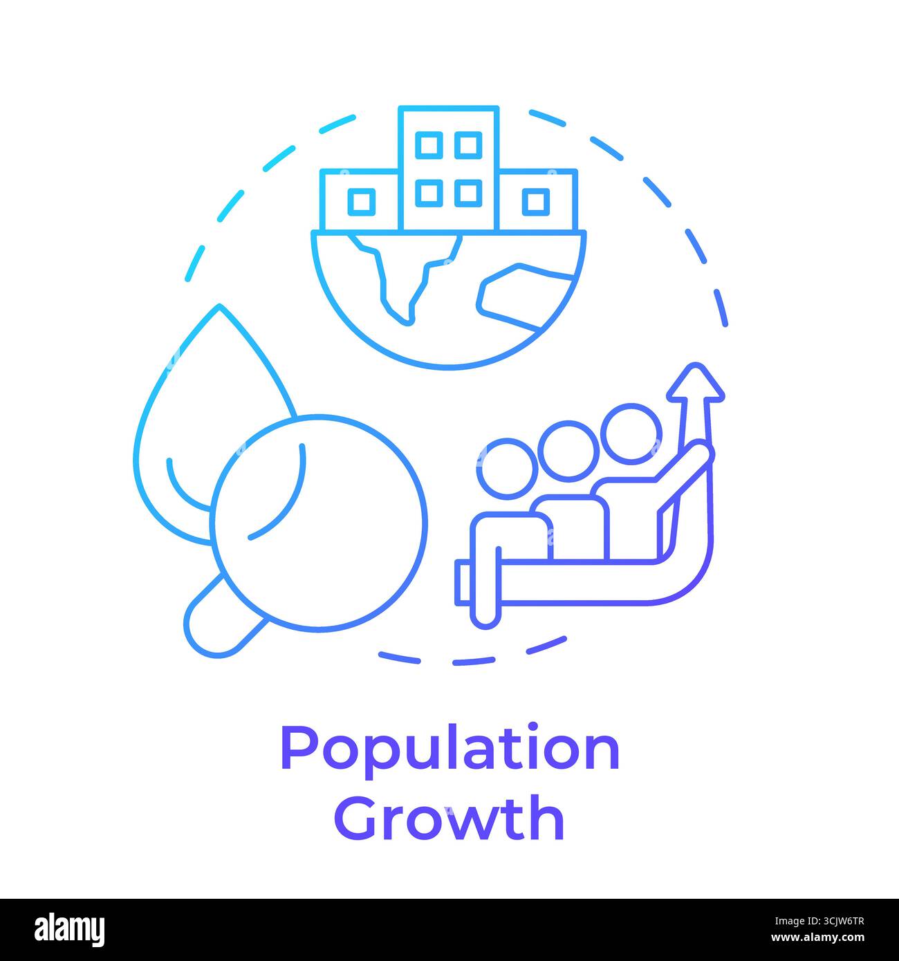 Population growth blue gradient concept icon Stock Vector