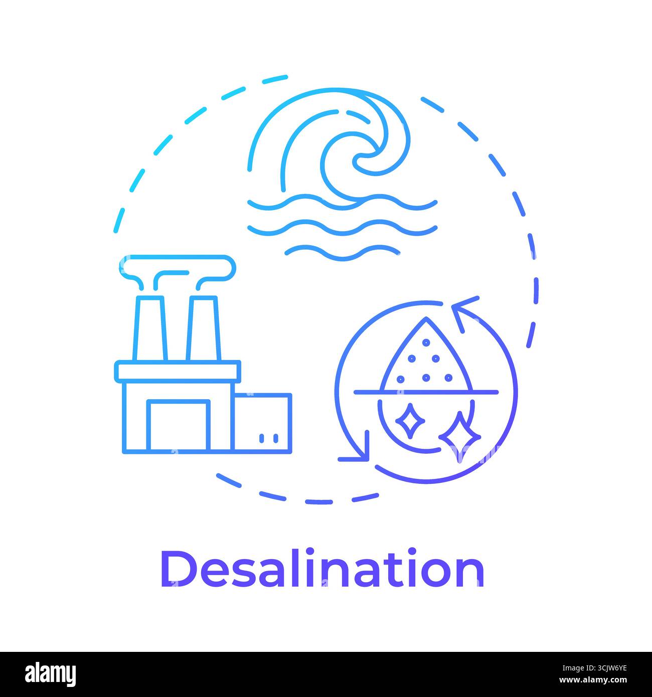 Desalination blue gradient concept icon Stock Vector