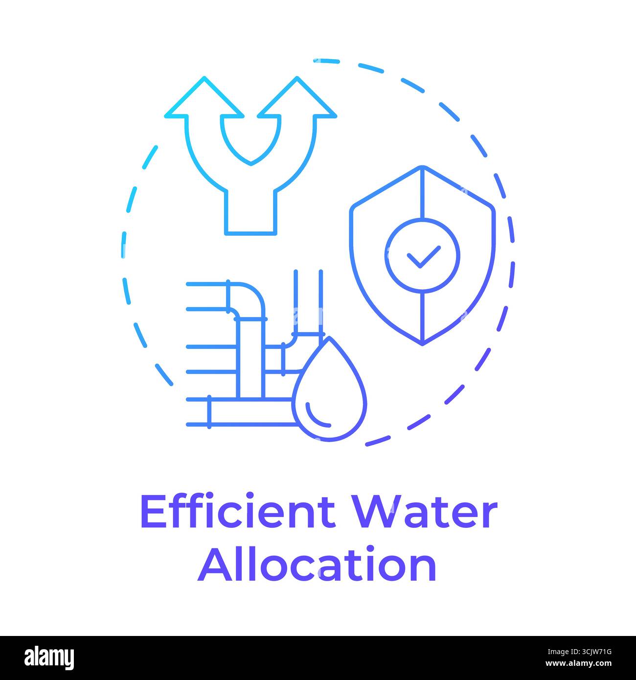 Efficient water allocation blue gradient concept icon Stock Vector
