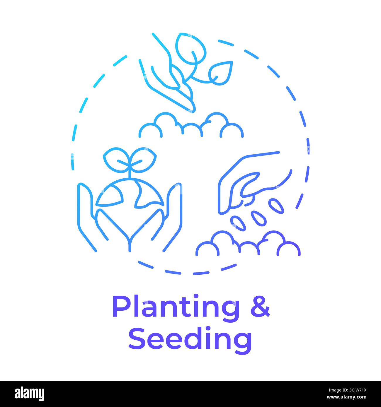 Planting and seeding blue gradient concept icon Stock Vector