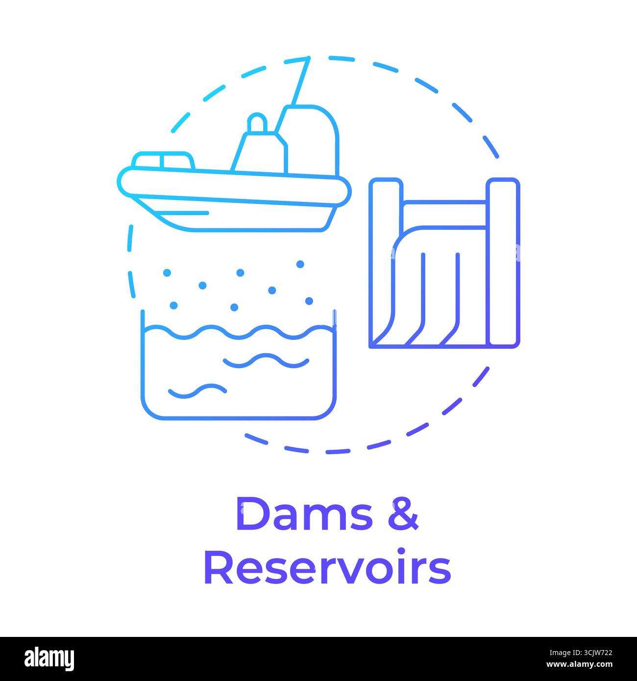 Dams and reservoirs blue gradient concept icon Stock Vector