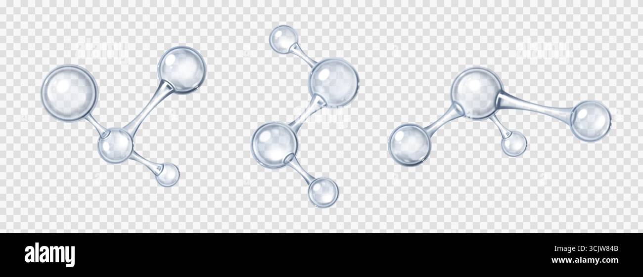 Blue glass chemical molecules with 3d atom structures connected by ...