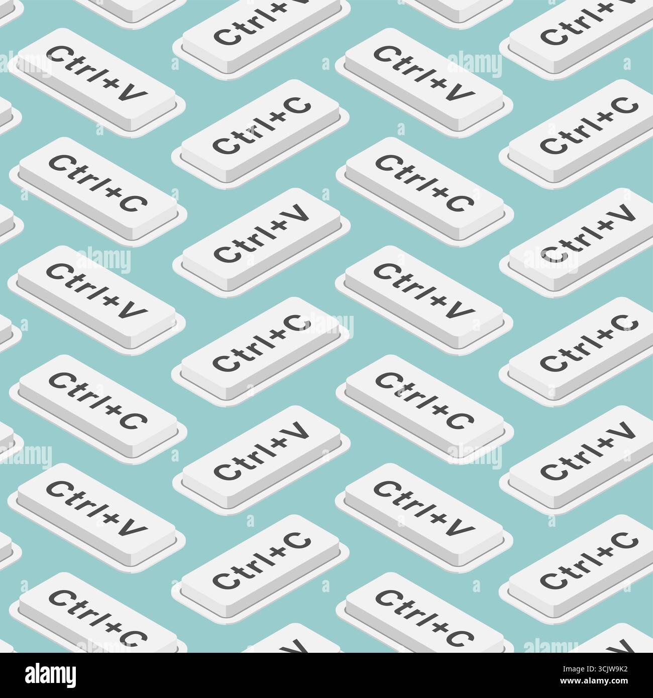 Seamless pattern with Ctrl+C and Ctrl+V keyboard keys. Perfect for digital design, creative backgrounds, software projects, coding, and modern technol Stock Vector