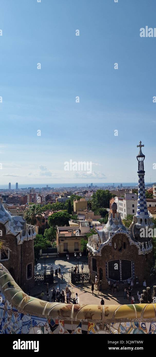 View over Barcelona from Park Guell Stock Photo