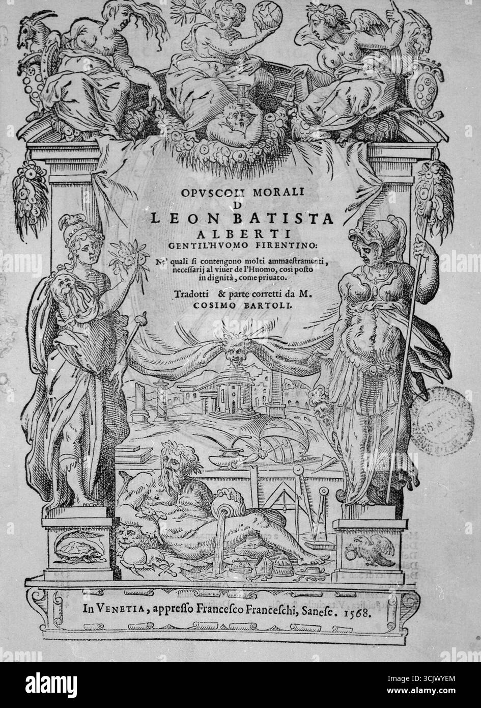 Moral pamhlets, by Italian author Leon Battista Alberti, 1568 Stock Photo