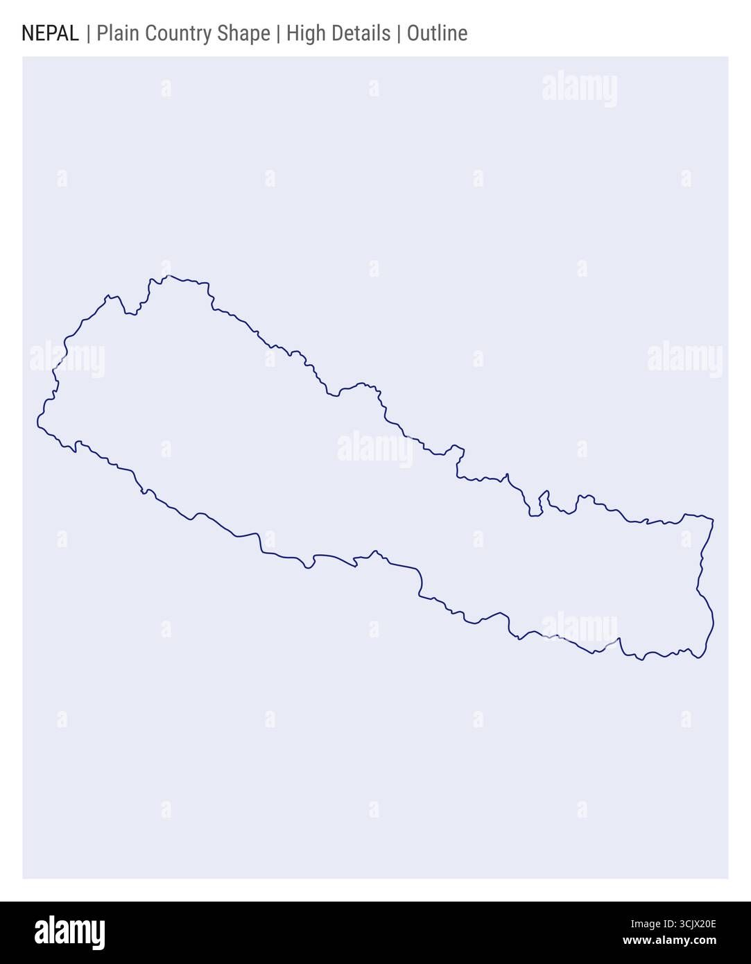 Nepal plain country map. High details. Outline style. Shape of Nepal ...
