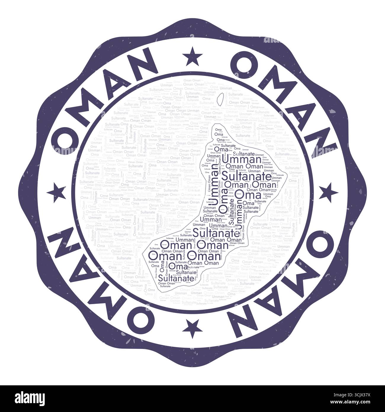 Oman logo. Artistic country badge with word cloud in shape of Oman ...