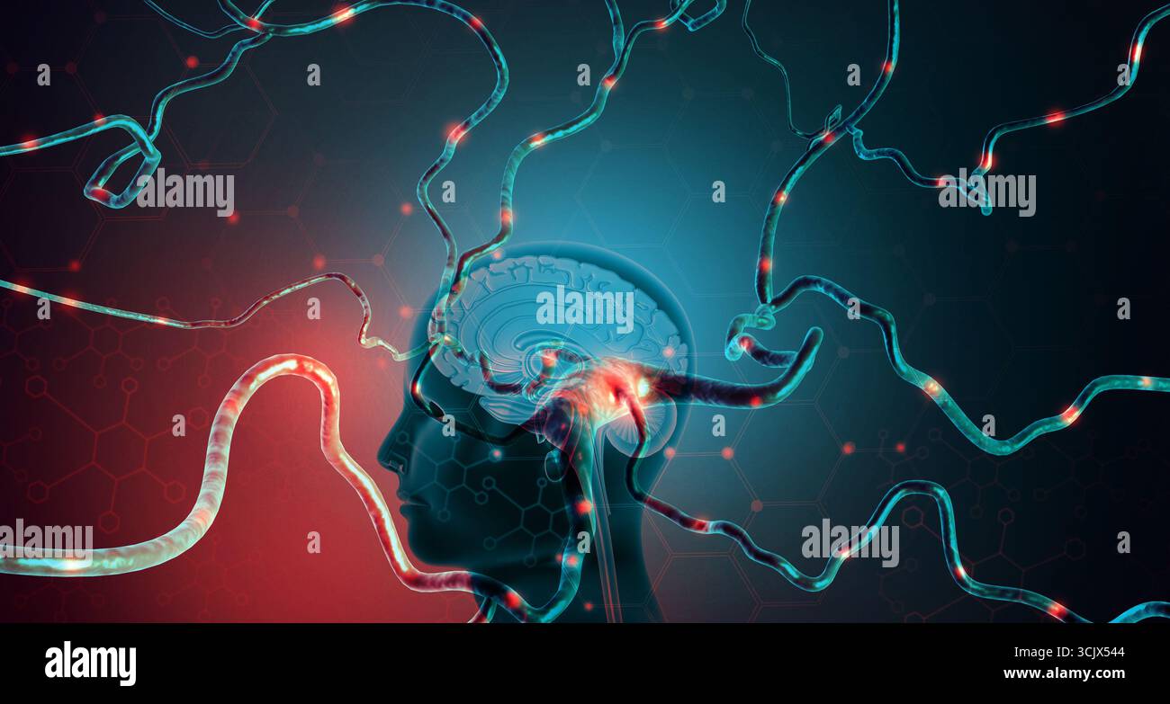 Human brain with active neuron cell. 3d illustration Stock Photo - Alamy