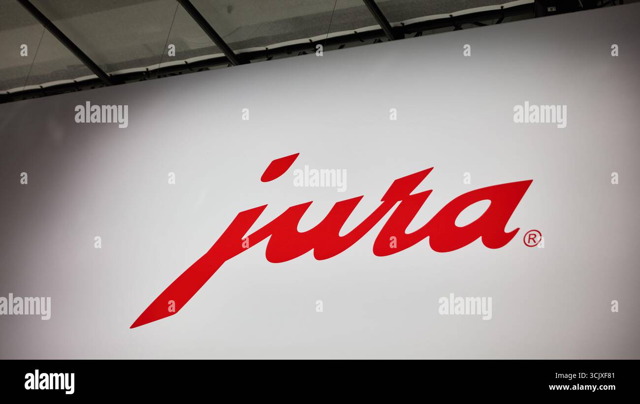 BERLIN, GERMANY - September 7th, 2025: Photo of Jura brand logo at IFA trade fair Stock Photo