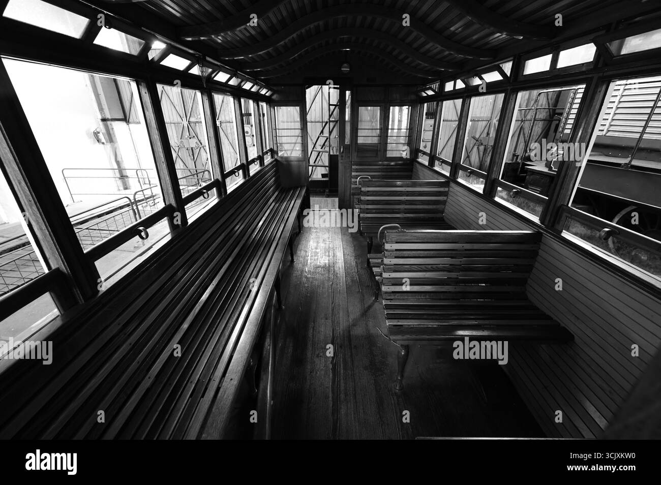Old fashioned tram interior Black and White Stock Photos & Images - Alamy