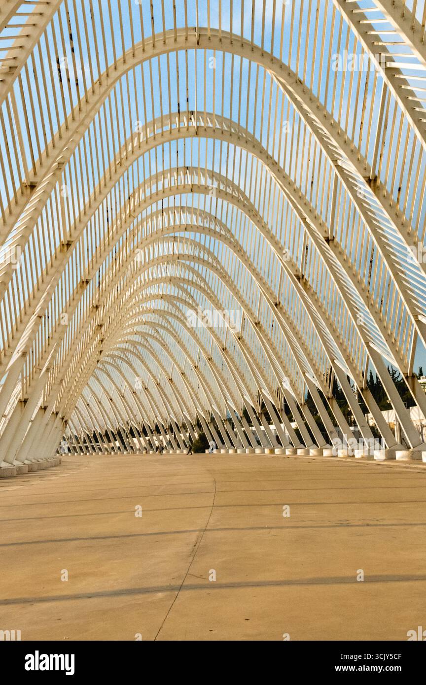Symmetrical perspective of the Calatrava roof arches at the Olympic ...