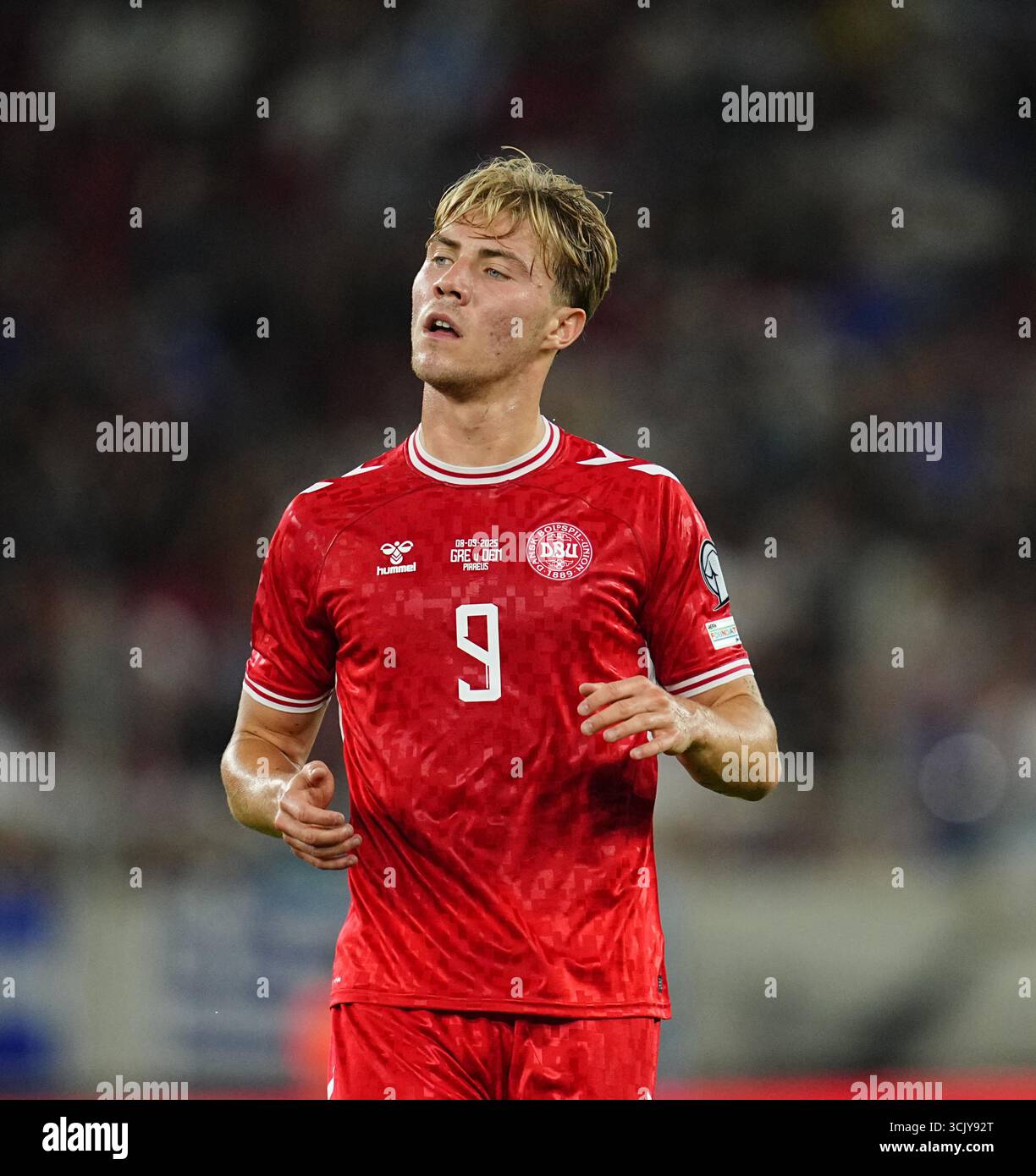 September 08 2025: Rasmus Hoejlund of Denmark looks on during a World ...