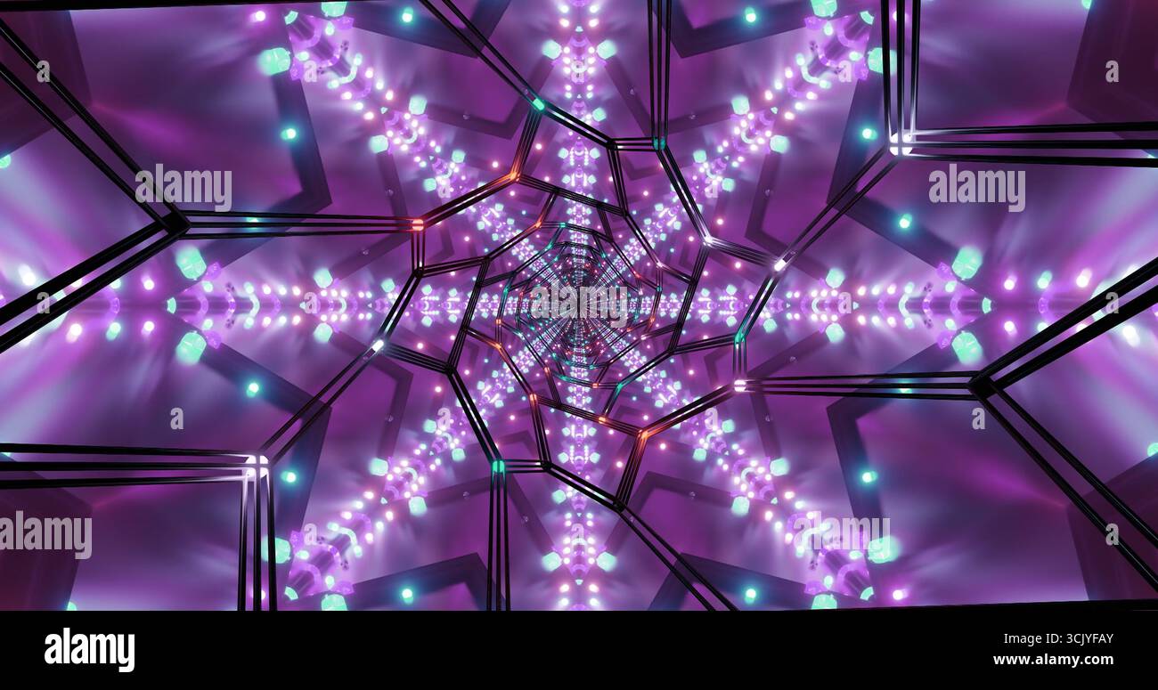 A mesmerizing display of swirling shapes and bright lights creates an ...