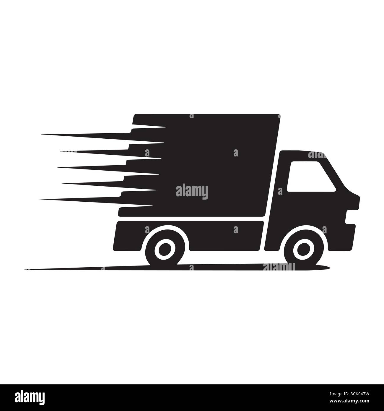 Fast Delivery Truck Icon, Express Shipping Logistics Symbol in Black Silhouette Vector Stock Vector