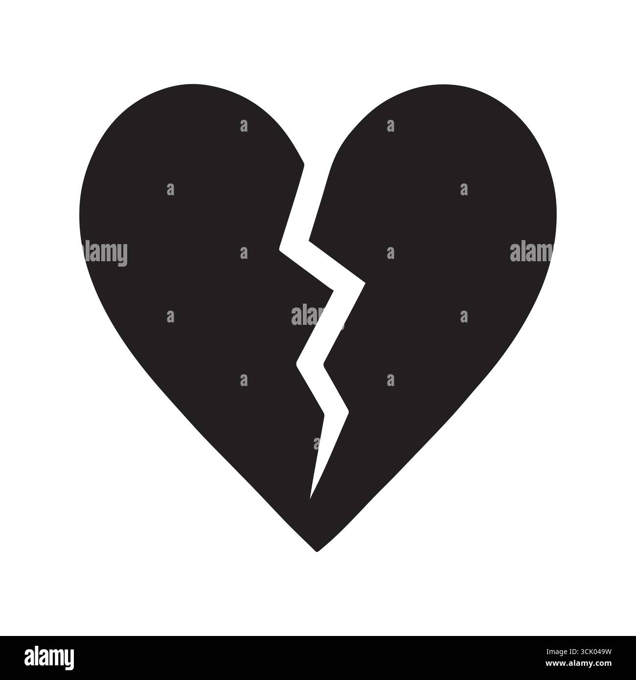 Vector illustration of Black Broken Heart Icon on White Background ...