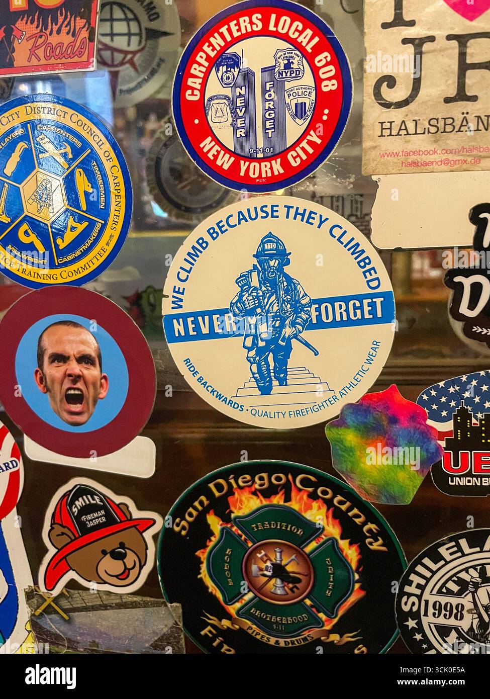 O'Hara's is a fireman's pub located at 120 Cedar St. and features an amazing amount of 911 memorabilia, 2025, New York City, USA - Smartphone Captured Stock Image