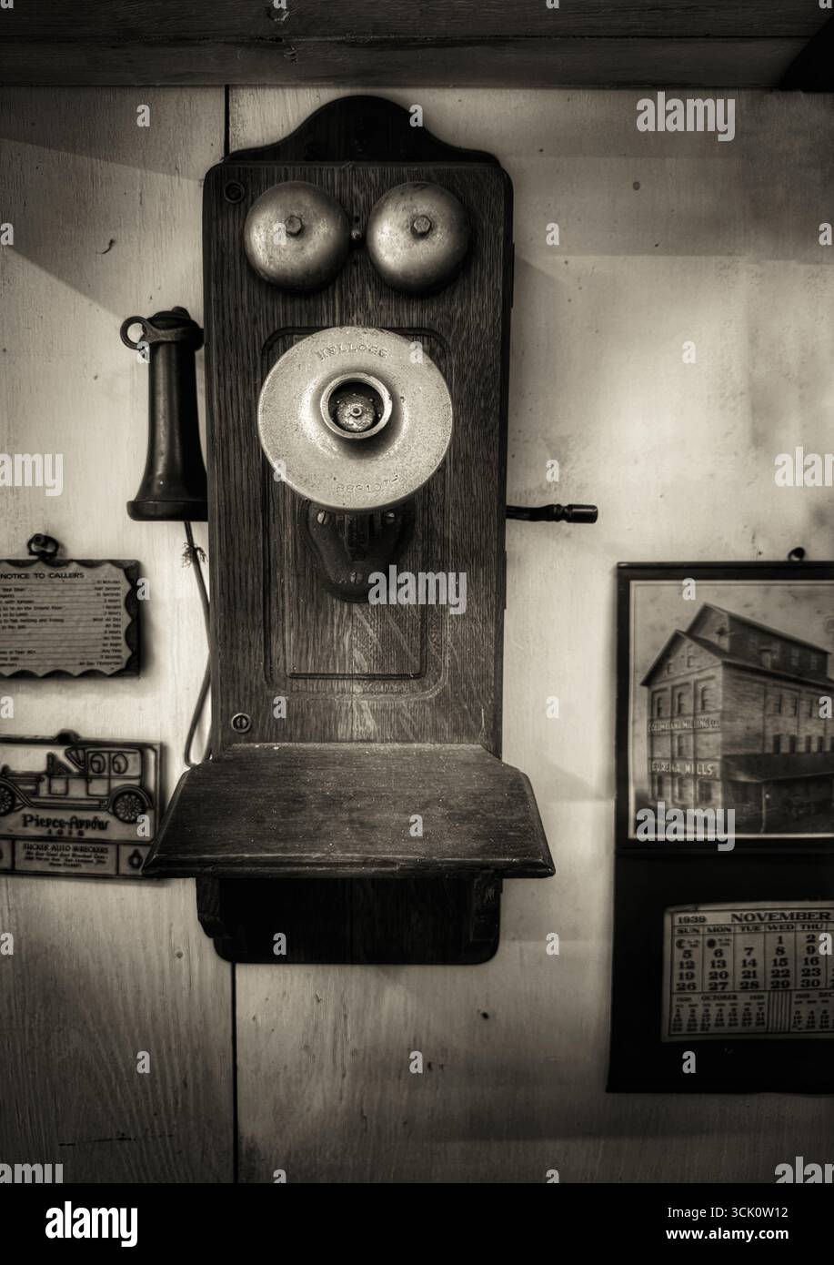 Vintage telephone vignette in sepia tone - Smartphone Captured Stock Image