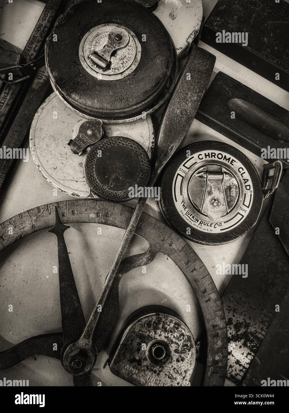 Vintage measuring instruments in sepia tone - Smartphone Captured Stock Image