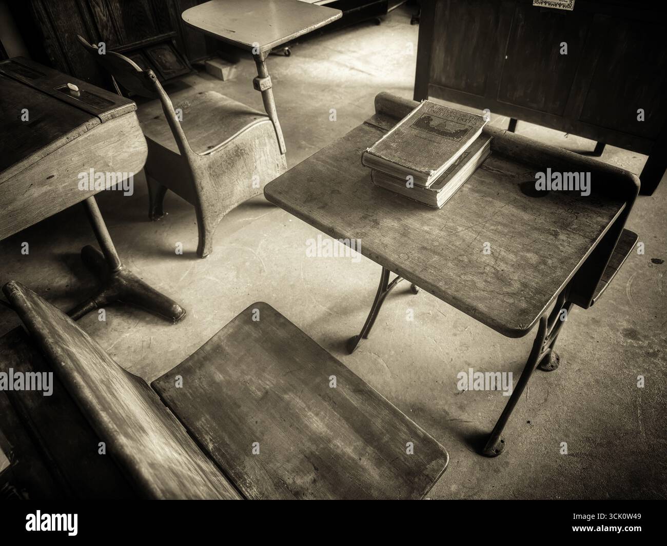 Vintage classroom in sepia tone - Smartphone Captured Stock Image