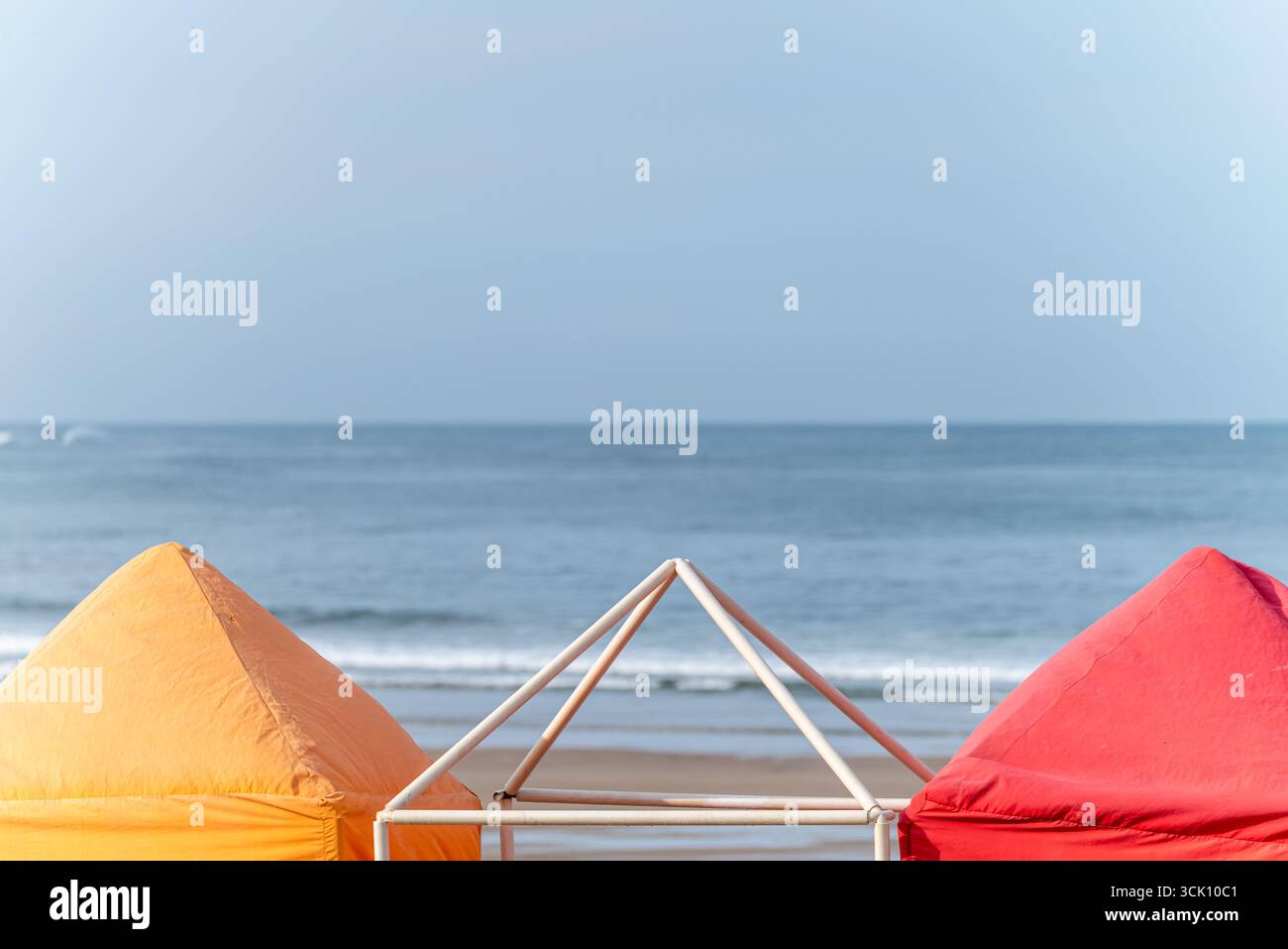 A simple, clean design with geometric shapes on the beach, Minimalist ...