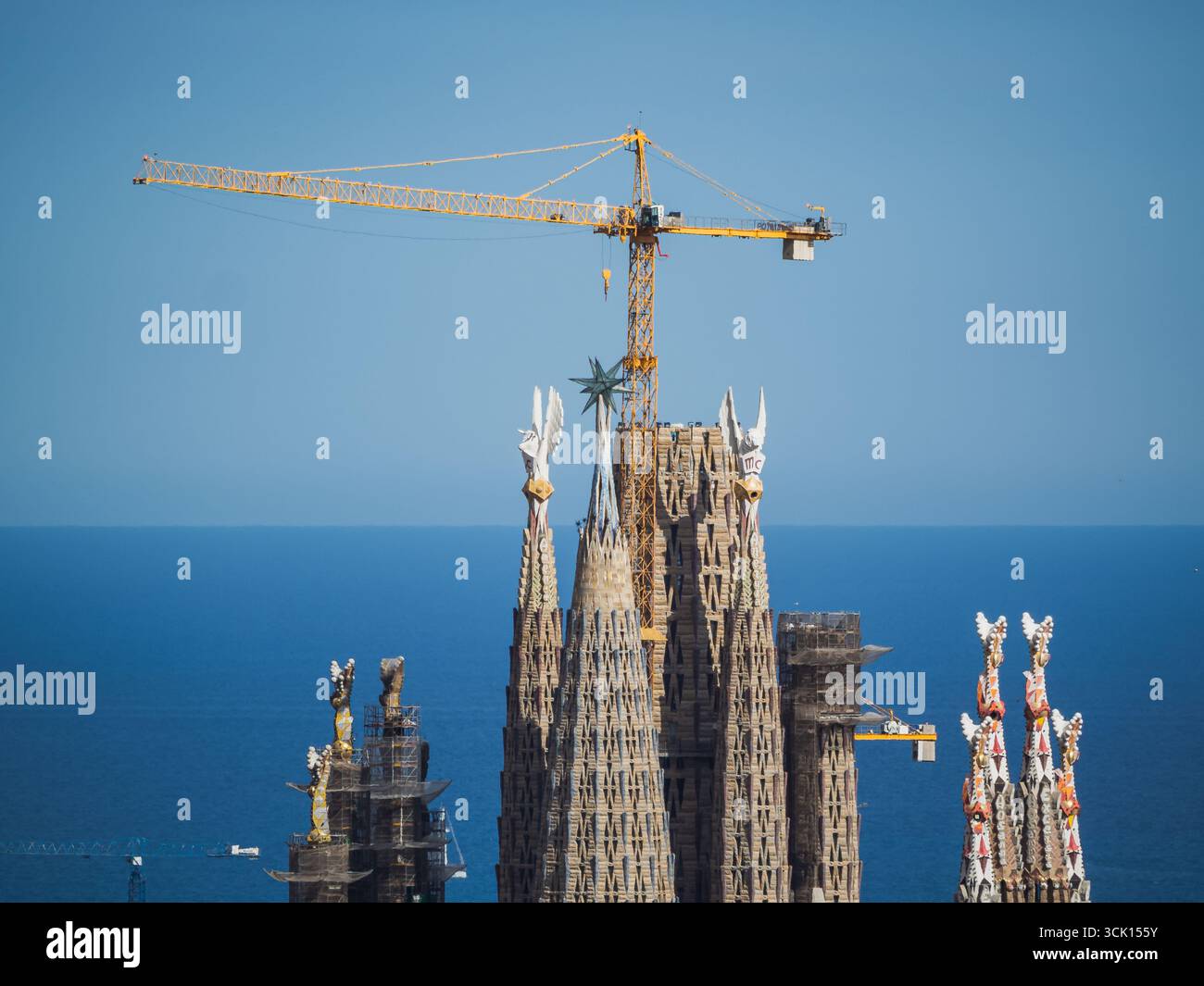 Barcelona, Spain - 1 May 2023: Construction Crane Towering over Sagrada ...