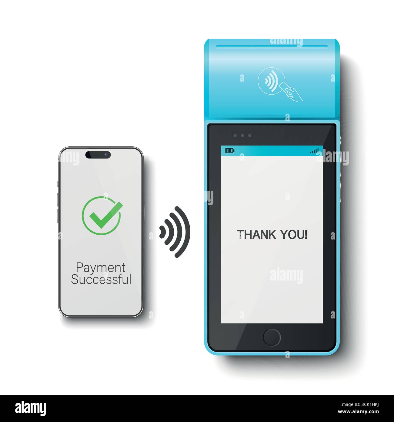 Vector 3D Realistic NFC Payment Terminal and Smartphone Closeup ...