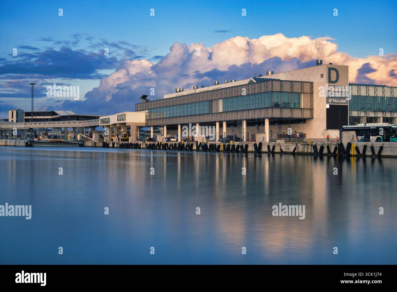 Tallinn D-Terminal at Sunset - Modern Port Architecture Stock Photo