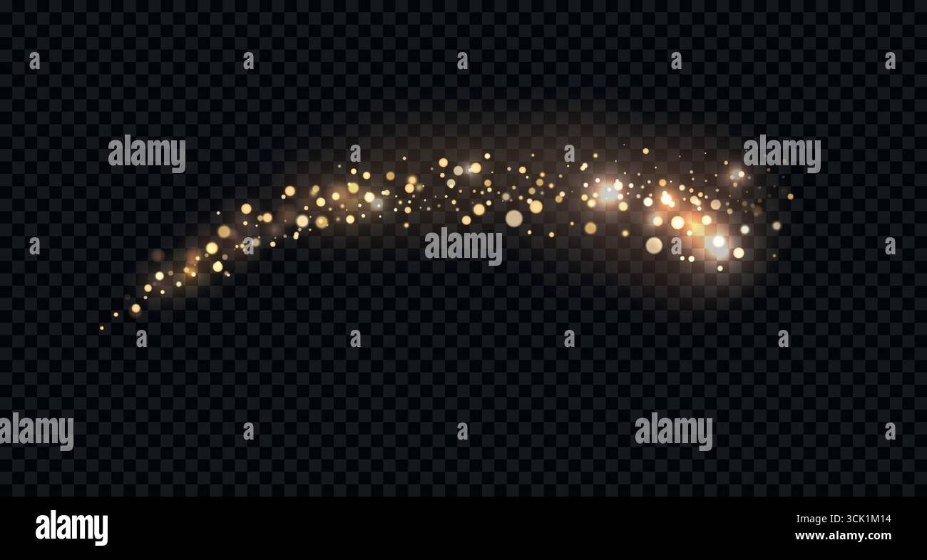 Vector golden, shining dust with light effects. A sparkling, shimmering ...