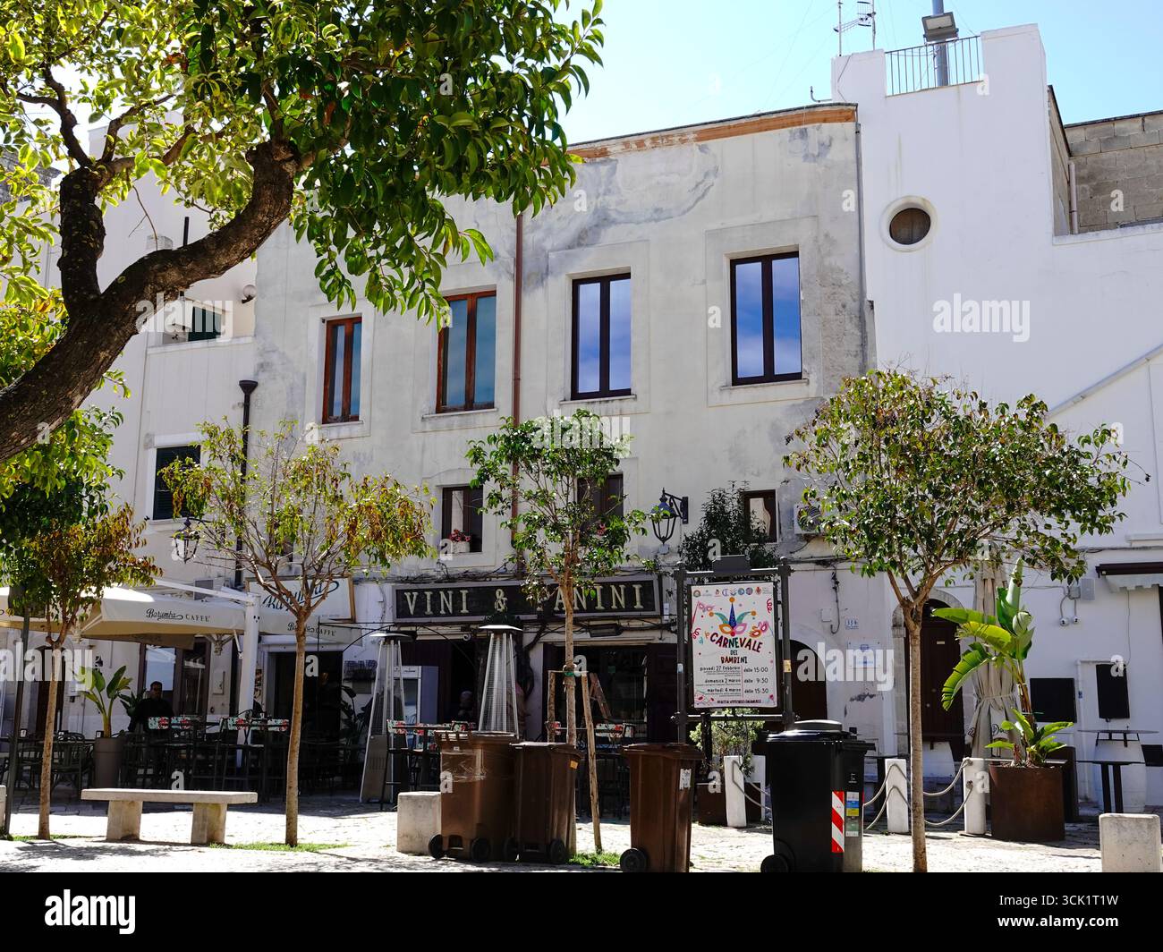 Vini e Panini, restaurant on Garibaldi Square in Monopoli, Italy. Stock Photo