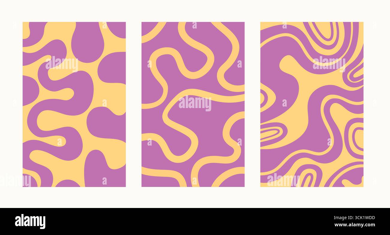Vector abstract groovy patterns in Y2K style. Stock Vector