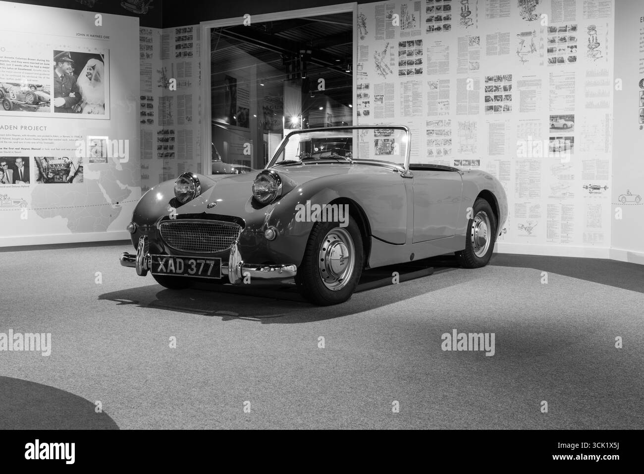 Sparkford.Somerset.United Kingdom.January 12th 2025.An Austin Healey Sprite is on show at the Haynes Motor Museum in Somerset Stock Photo