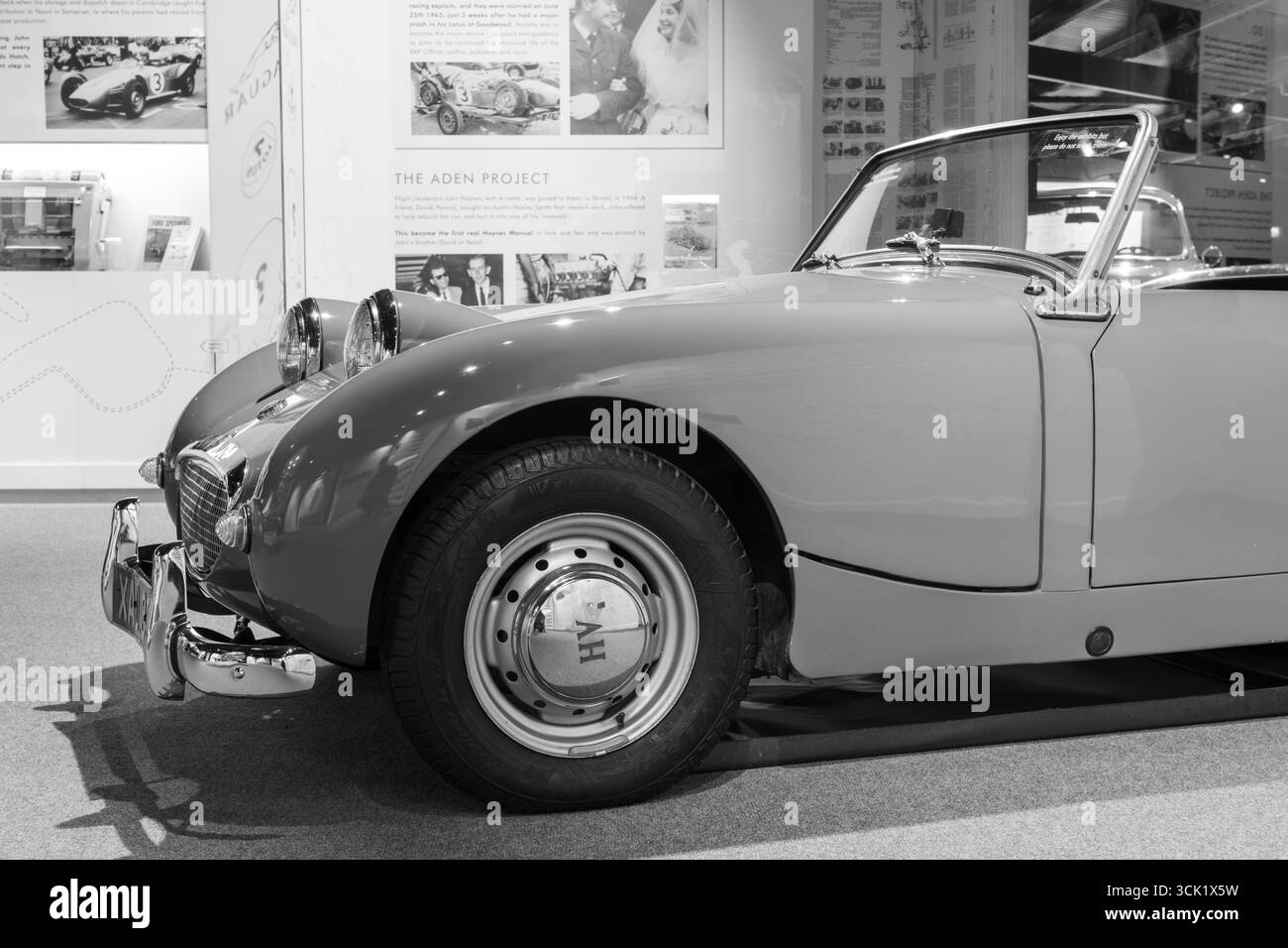 Sparkford.Somerset.United Kingdom.January 12th 2025.An Austin Healey Sprite is on show at the Haynes Motor Museum in Somerset Stock Photo