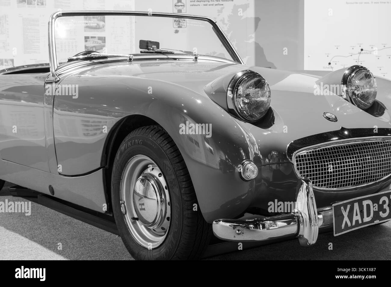 Sparkford.Somerset.United Kingdom.January 12th 2025.An Austin Healey Sprite is on show at the Haynes Motor Museum in Somerset Stock Photo