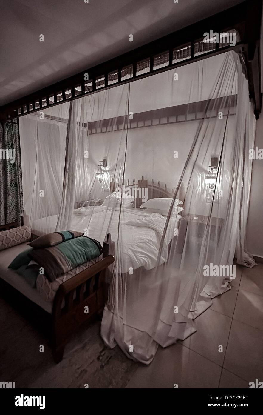 Luxury beachfront resort with infinity pool and ocean view on Zanzibar Islans, Tanzania - Smartphone Captured Stock Image