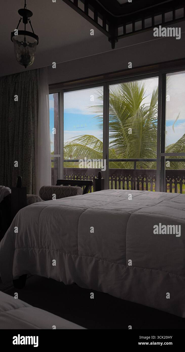 Luxury beachfront resort with infinity pool and ocean view on Zanzibar Islans, Tanzania - Smartphone Captured Stock Image