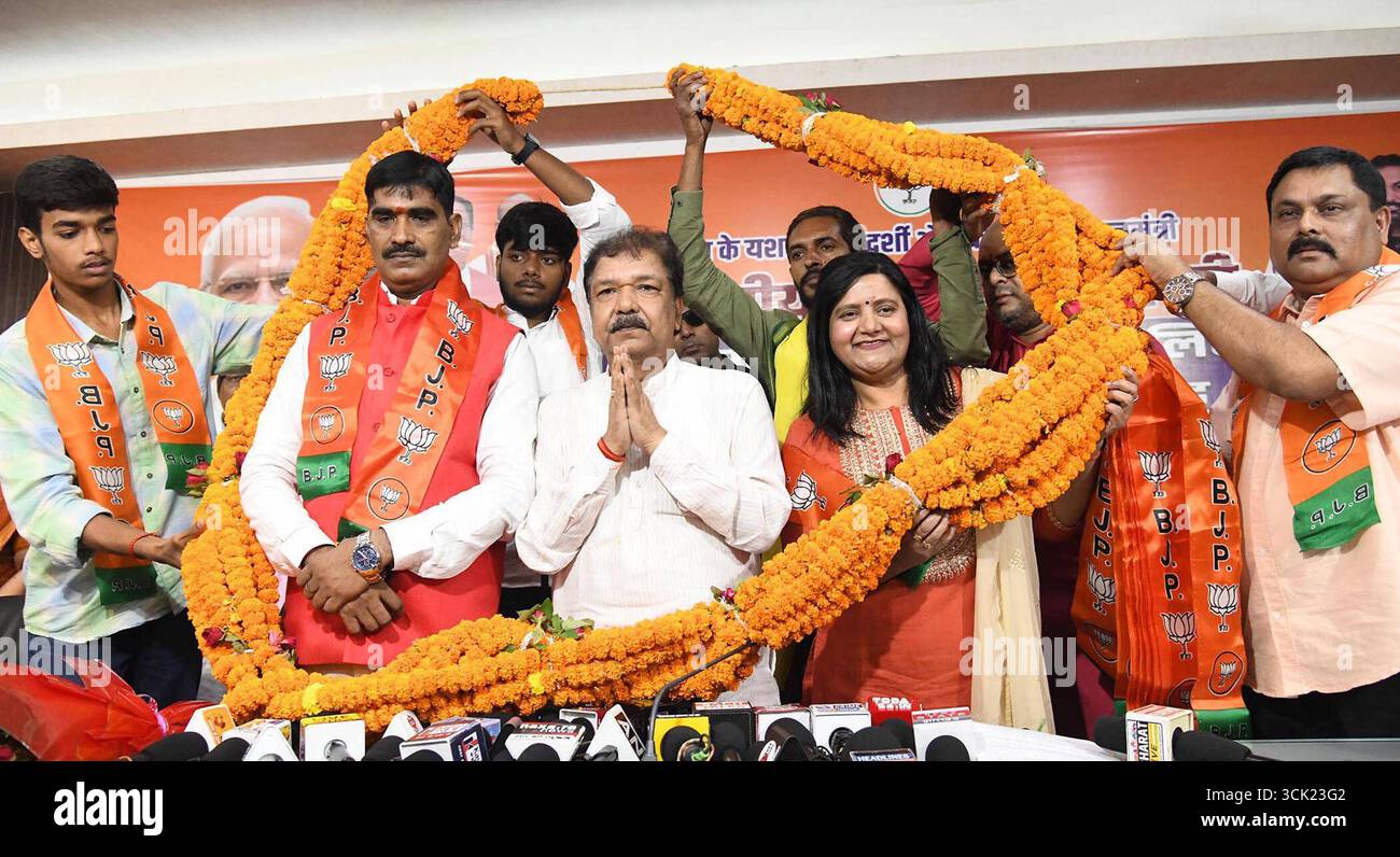PATNA, INDIA - SEPTEMBER 9: Bihar BJP president Dilip Jaiswal being ...