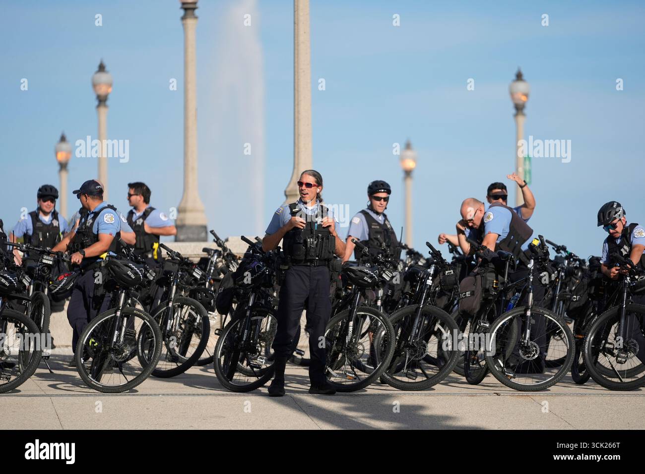 Chicago police officers stand during a protest opposing "Operation ...