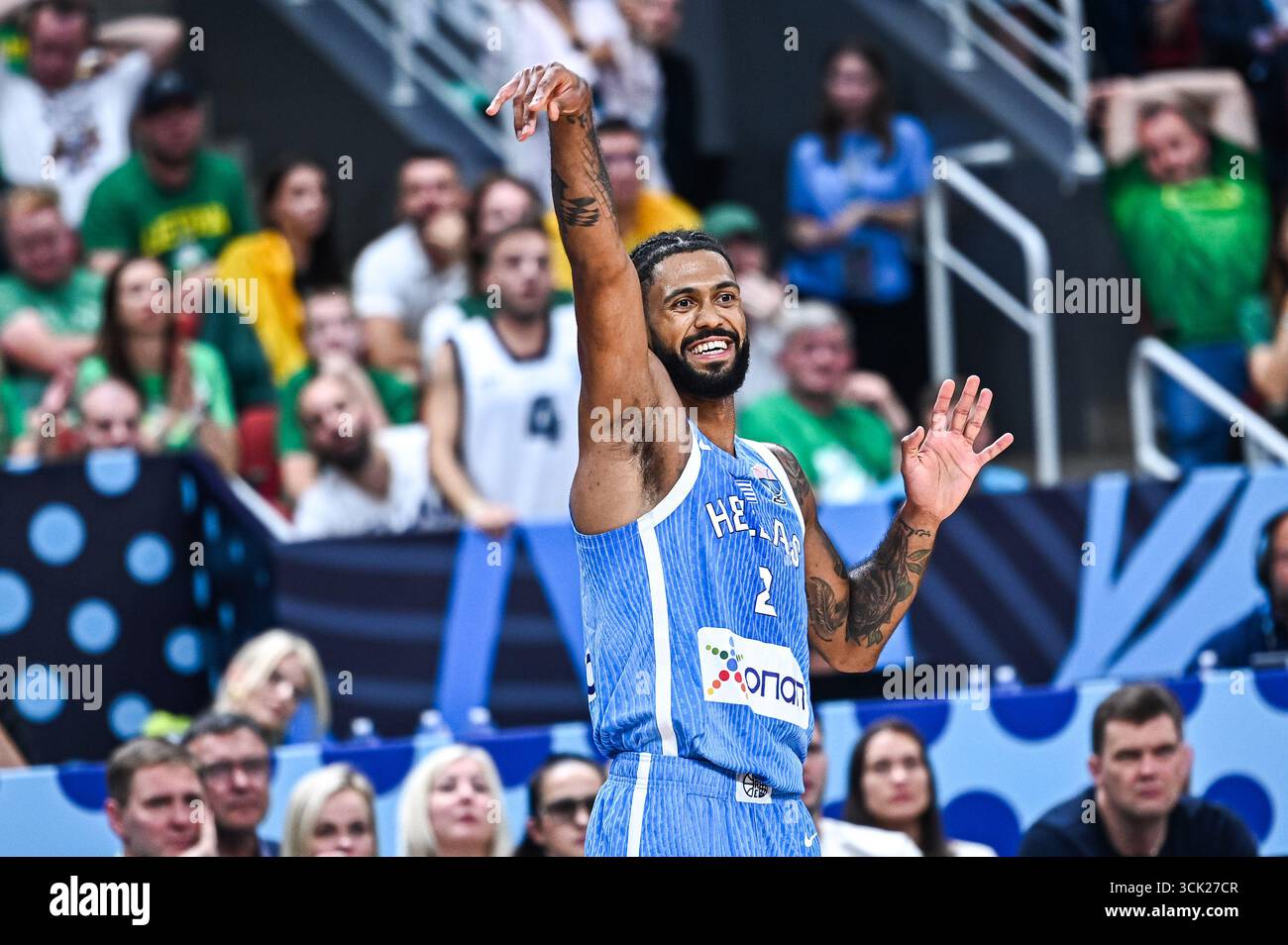 2 Tyler Dorsey of Greece plays during the FIBA EuroBasket 2025, Quarter ...