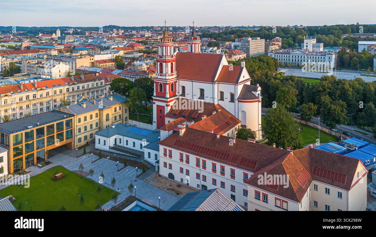 Aerial view of the Church of Saints Philip and James in Vilnius, the capital city of Lithuania in the Baltic States Stock Photo
